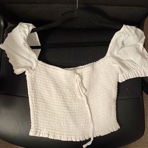 Aritzia Wilfred Smock Blouse in White